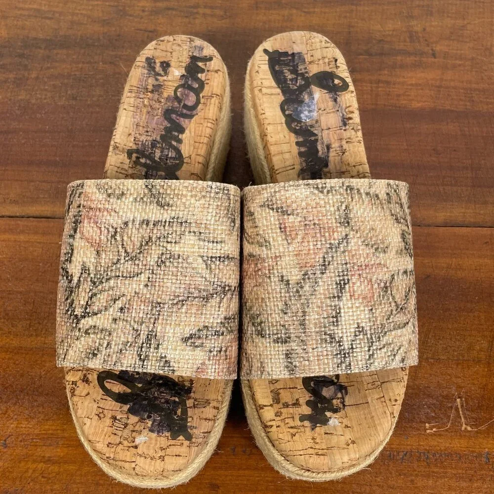 NEW Sam Edelman Women's Weslee Espadrilles Platform Sandals Cork Brown Sz 7.5